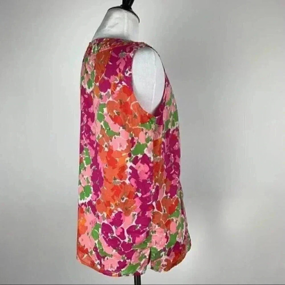 Talbots top sz 8 Floral bib front tank watercolor - Picture 3 of 7